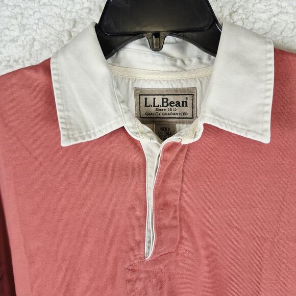 Vintage LL Bean Rugby Shirt Mens Large Tall Red Heavy Cotton Long Sleeve 90s USA - Picture 2 of 7